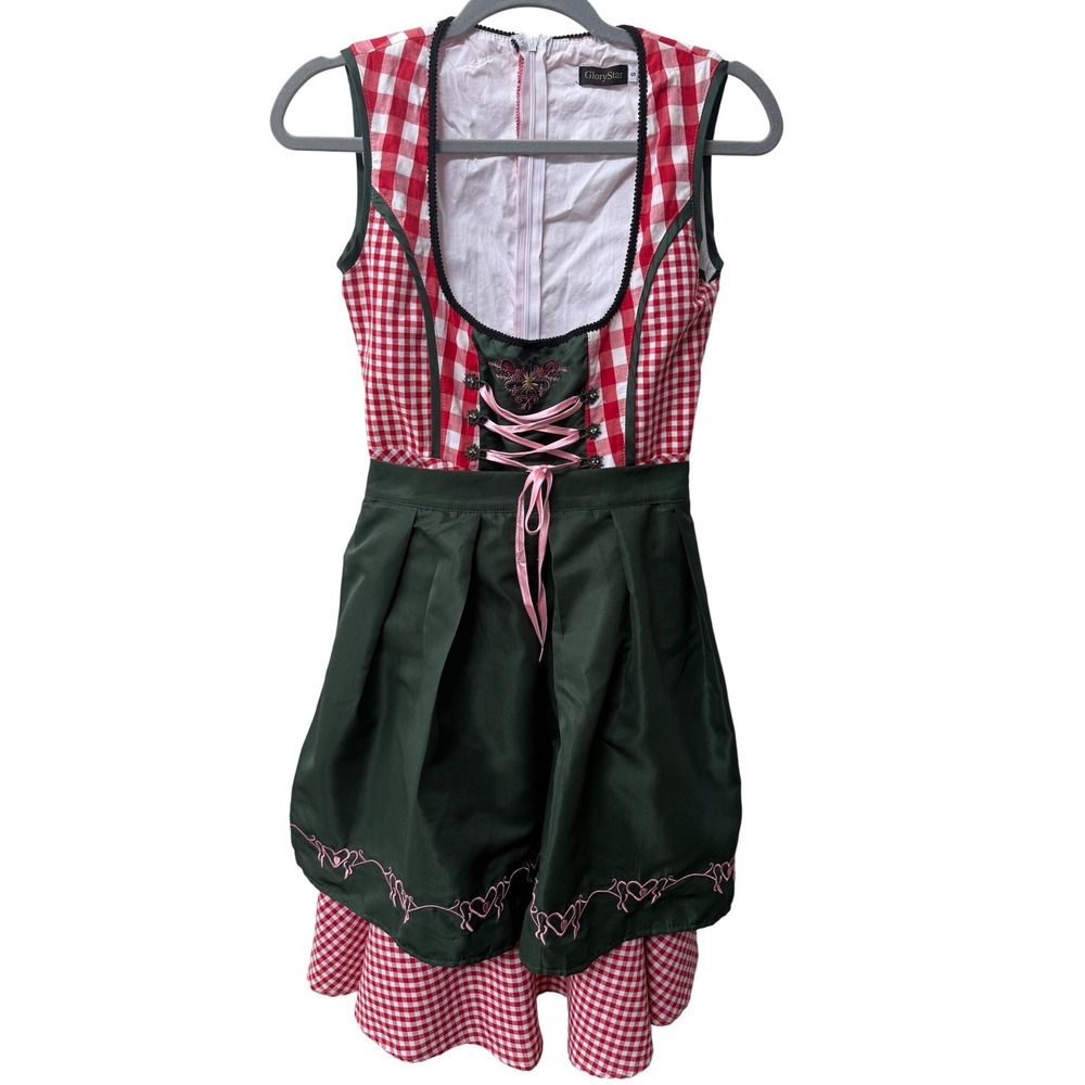 GloryStar Womens Oktoberfest Dirndl Dress Red Gingham Size S Beerfest Costume